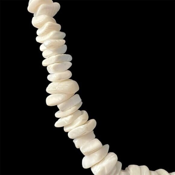 Vintage 1980s Puka Shell Beaded Necklace Silver Tone Clasp Beach Surfer 18" - Picture 3 of 6